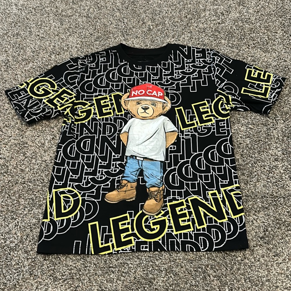 Bailey Apparel Vibes No Cap TShirt Teddy Bear Legend Black Logo Hip Size 14/16